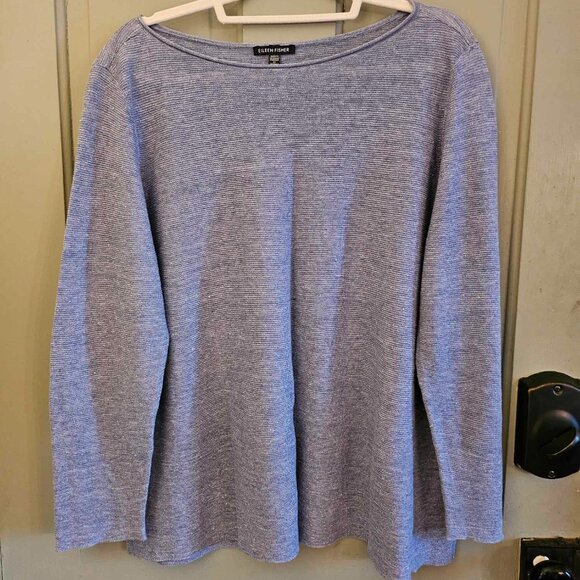 Eileen Fisher Blue Linen Knit XL - Picture 1 of 10